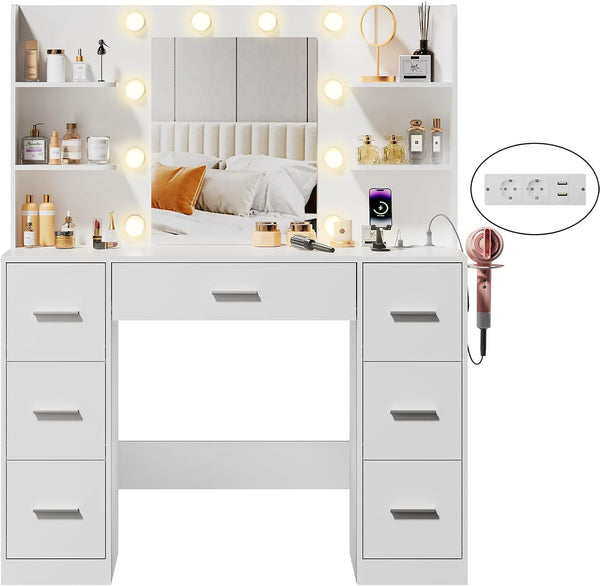 Illuminated Vanity Table with Mirror