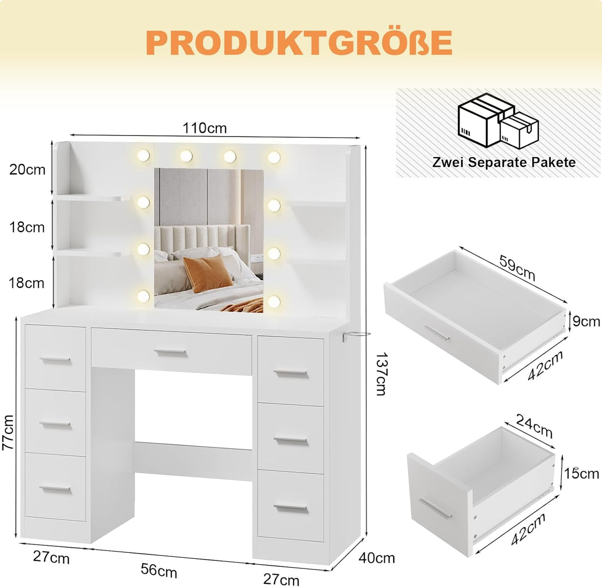 Illuminated Vanity Table with Mirror