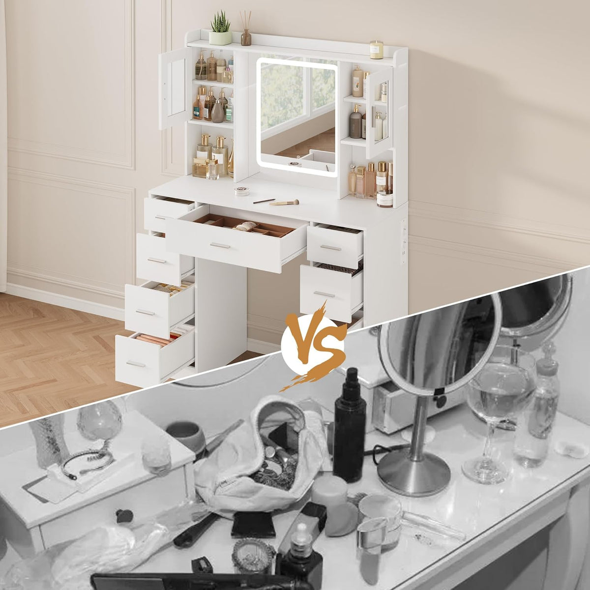 Elegant Vanity Table with Mirror