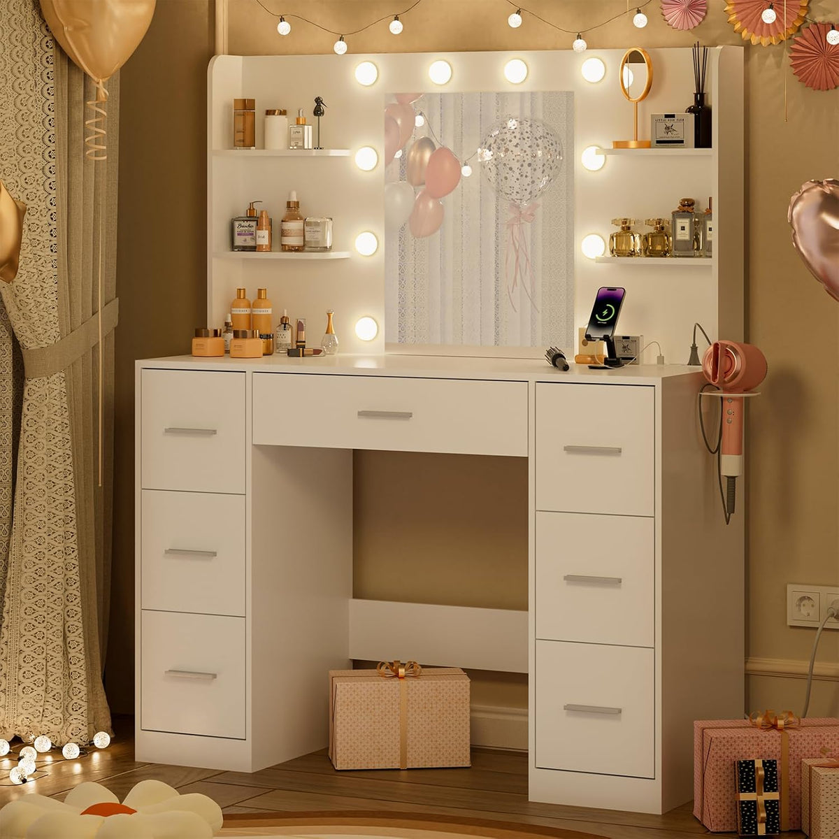 Illuminated Vanity Table with Mirror