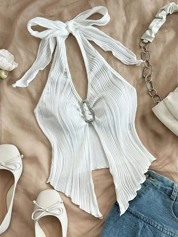 Chic Summer Halter Crop Top
