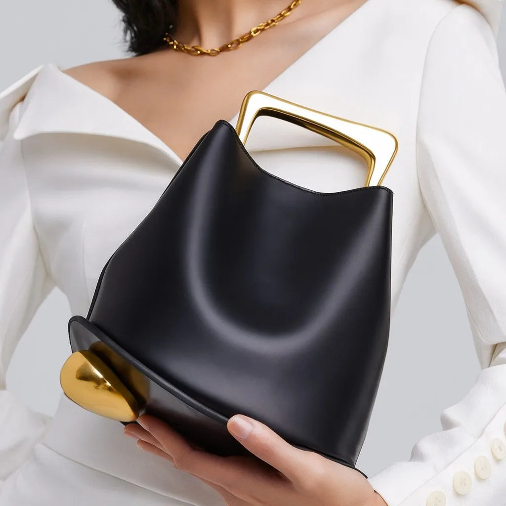 Chic Metal Bucket Clutch