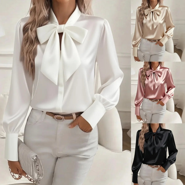 Elegant Bow Satin Blouse