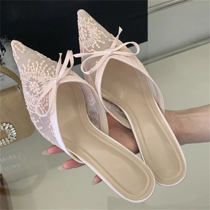 Elegant Butterfly Knot Mules