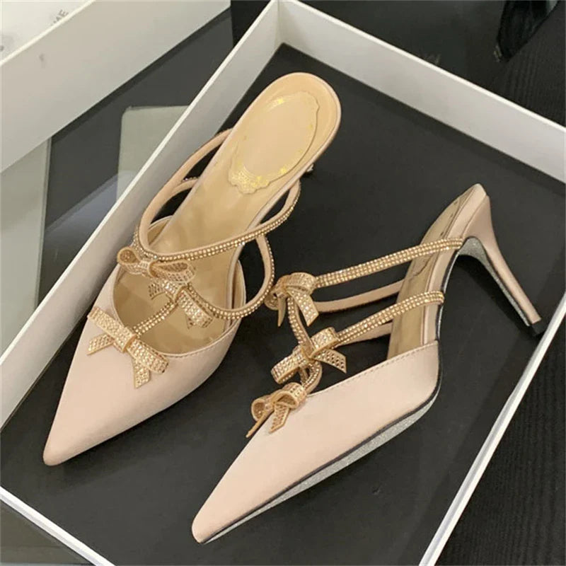 Elegant Crystal Bowknot Heels