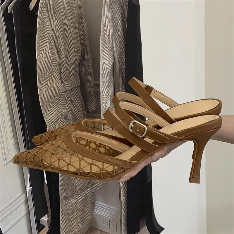 Classy strap slip on heels