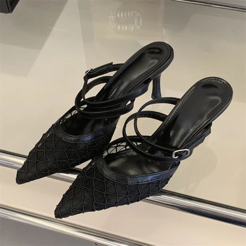 Classy strap slip on heels