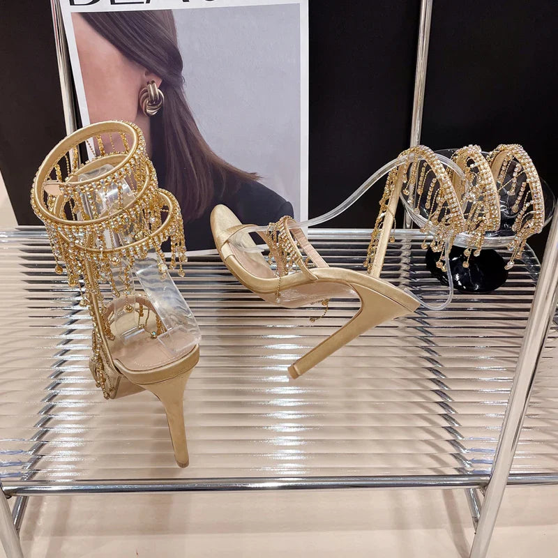 Glamorous Crystal Stiletto Sandals
