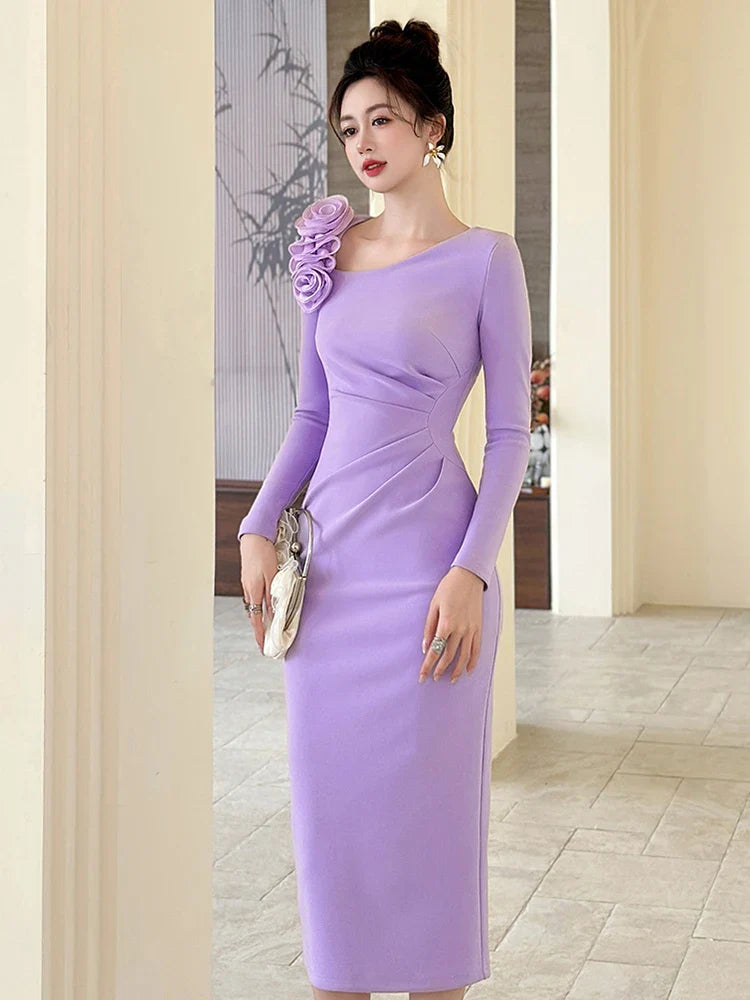 Elegant 3D Flower Party Dress
