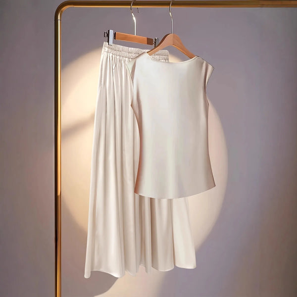 Elegant Satin Skirt Set for Women
