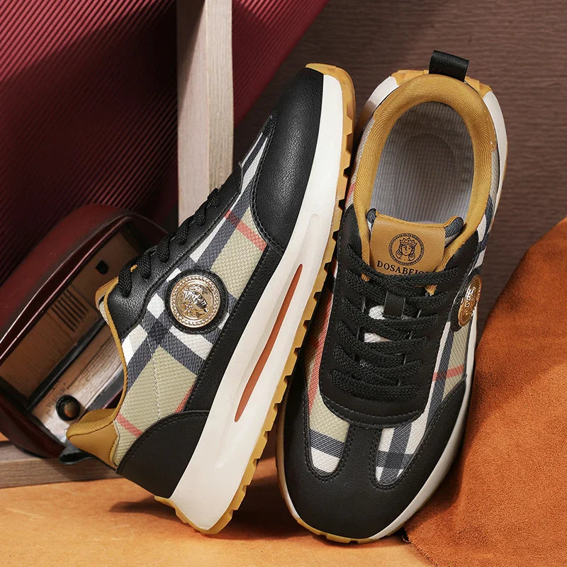Luxury Inspired Men's Designer Check Sneakers - Classic British Style Look