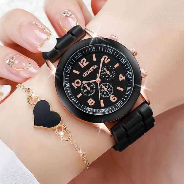 Stylish Silicone Band Watch Set