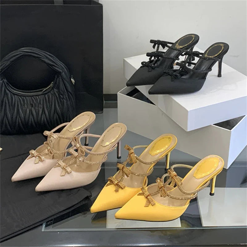 Elegant Crystal Bowknot Heels