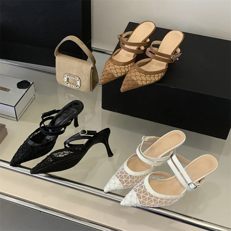 Classy strap slip on heels