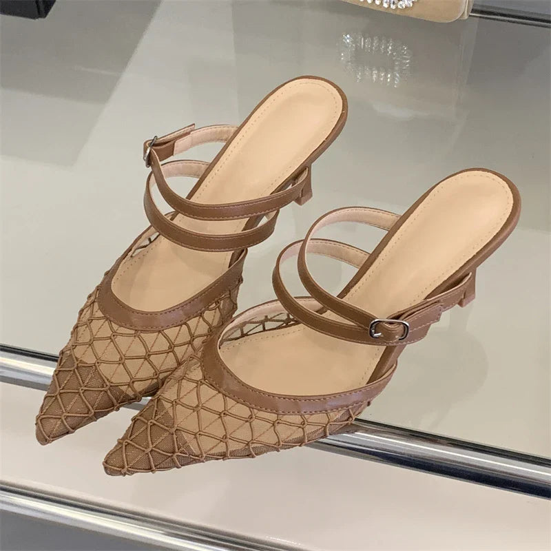 Classy strap slip on heels