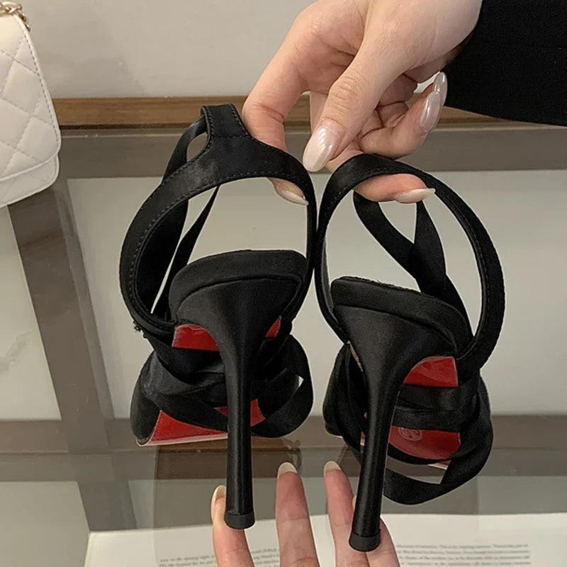 Elegant Lace-Up Butterfly Heels