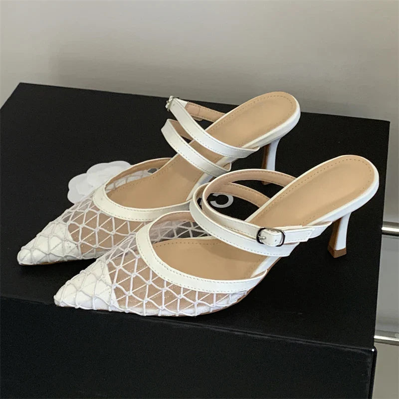 Classy strap slip on heels