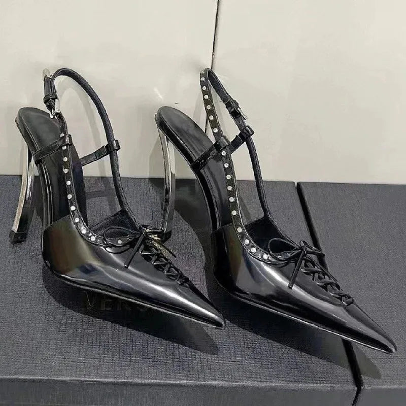 Chic Rivet Slingback Heels