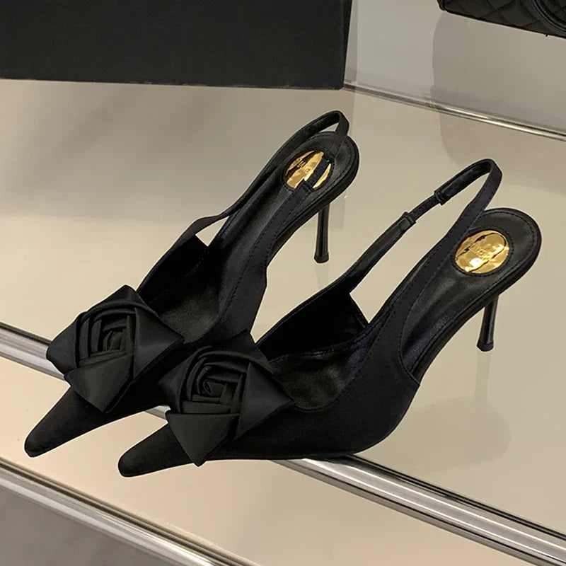 Stylish Flower Pointed Heels