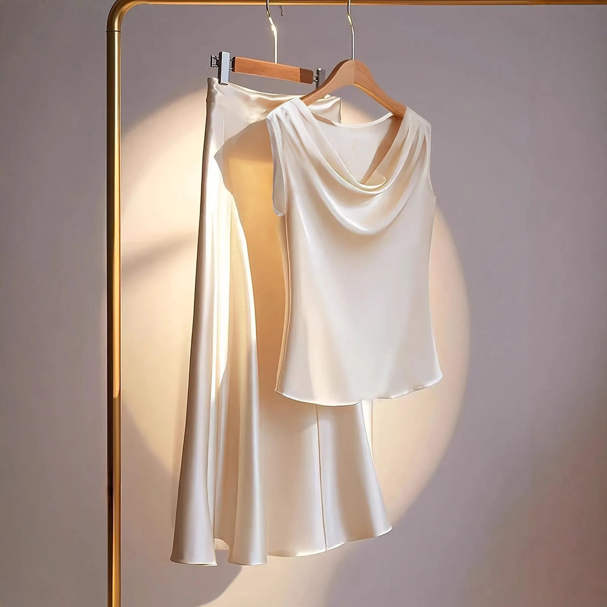 Elegant Satin Skirt Set for Women