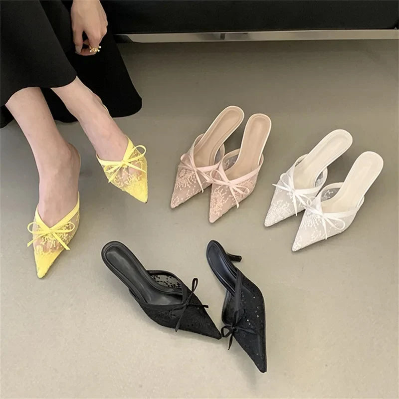 Elegant Butterfly Knot Mules