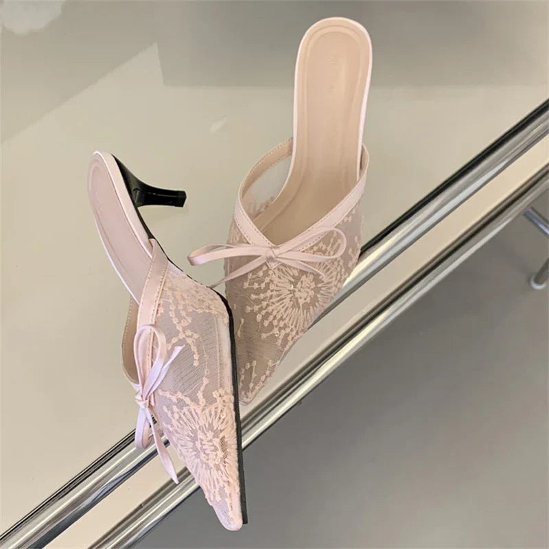 Elegant Butterfly Knot Mules