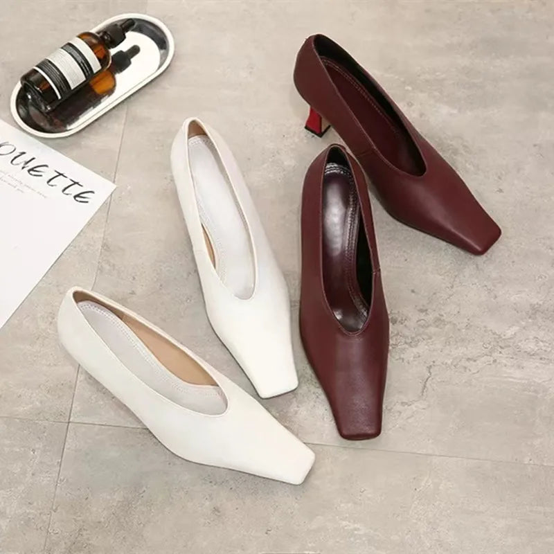 Chic Square-Toe Lady Pumps
