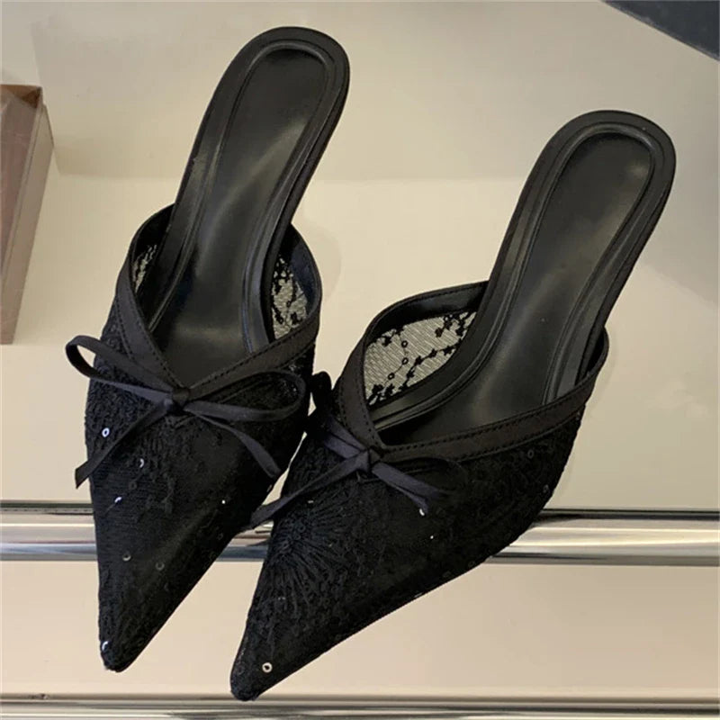 Elegant Butterfly Knot Mules