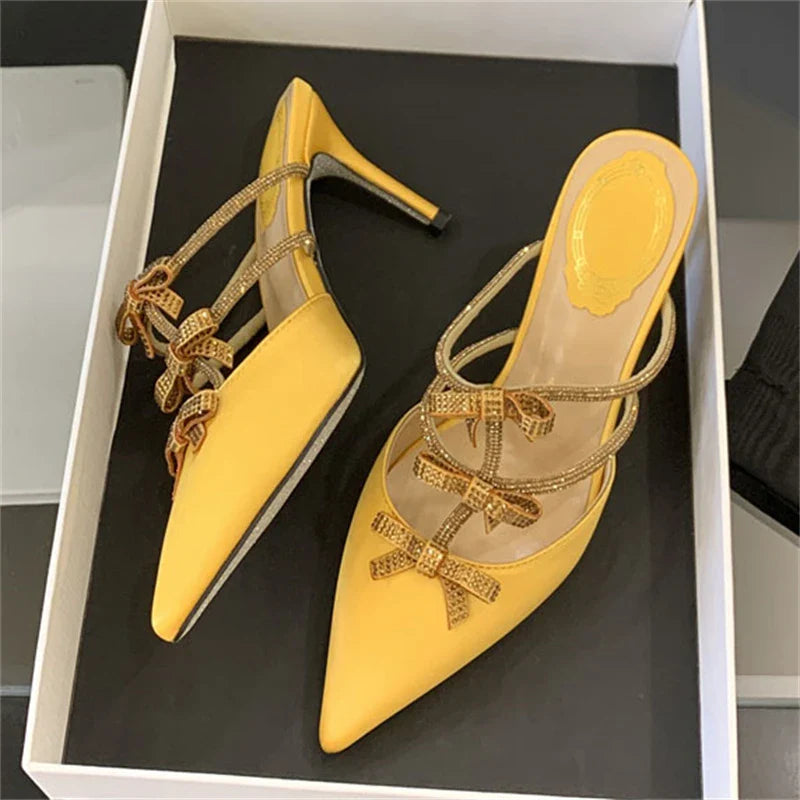 Elegant Crystal Bowknot Heels