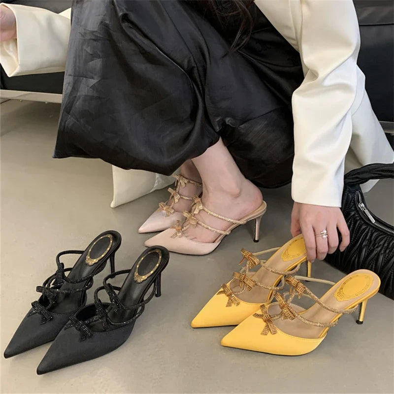Elegant Crystal Bowknot Heels