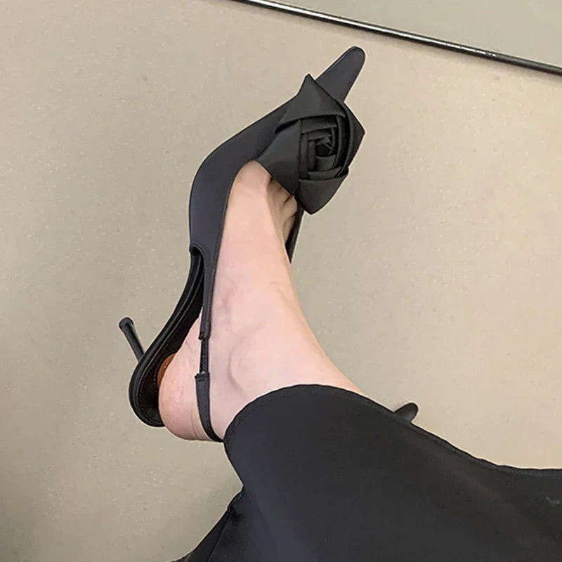 Stylish Flower Pointed Heels