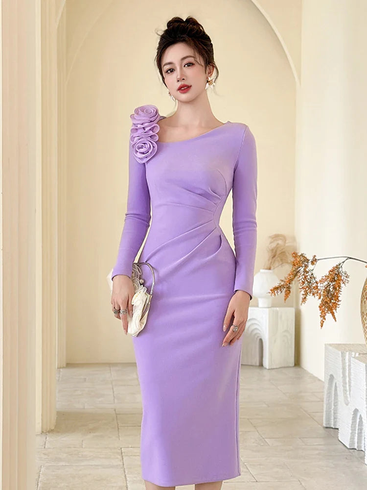 Elegant 3D Flower Party Dress